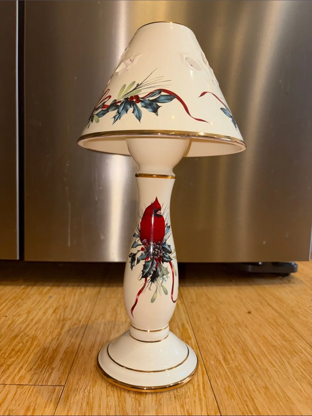 Lenox Holiday Winter Greetings Porcelain Votive Candle Lamp & Shade, 13.5-in Tal